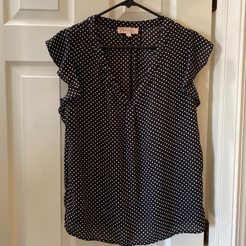 Black and white polka dot dress shirt. Loose sleeves. Philosophy brand.